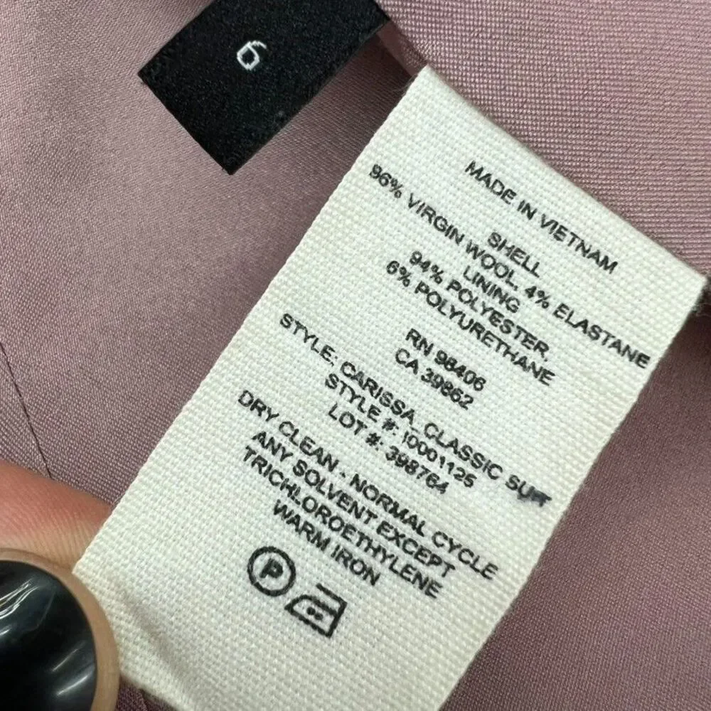 Theory Carissa Stretch Classic Dusty Lilac Two Button Suit Blazer Womens Size 6 - Picture 14 of 16